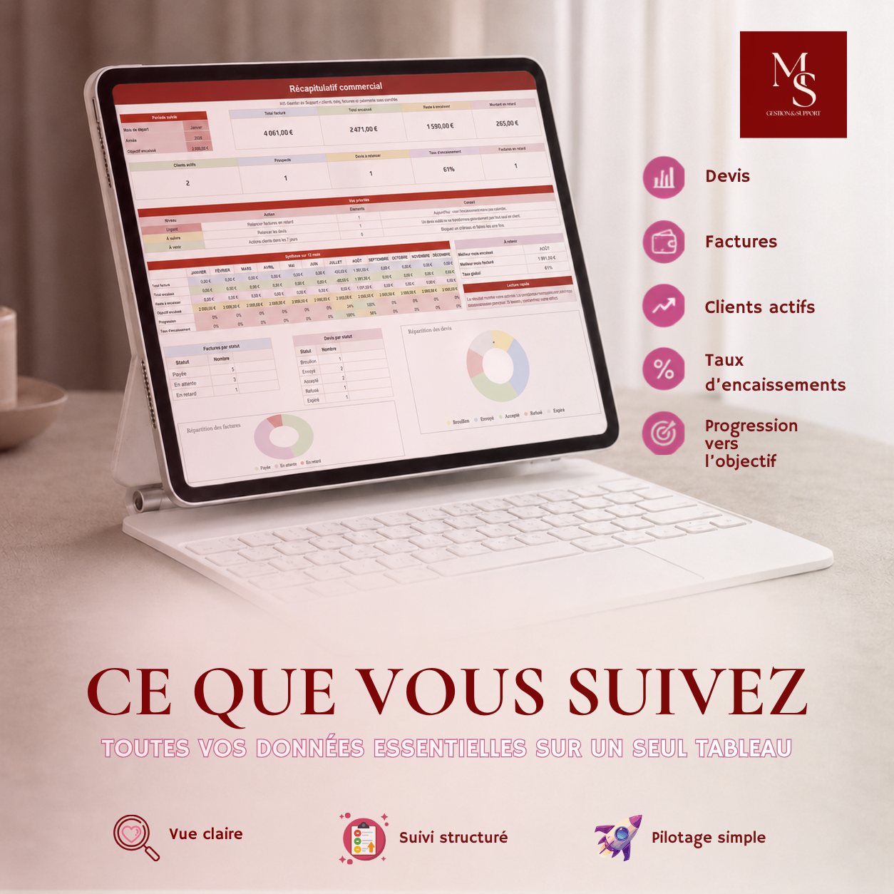 Tableau de suivi clients, devis, factures et relances - Google Sheets – Image 3